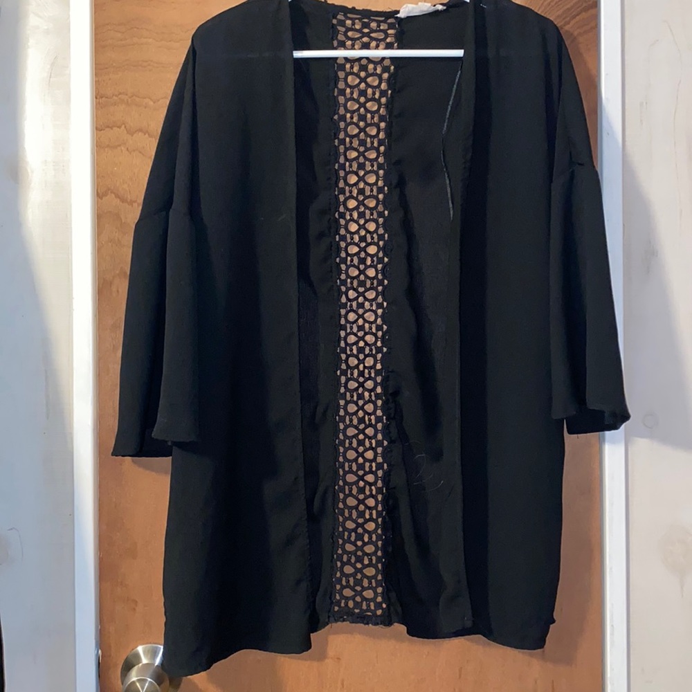 Slightly Worn Small Black Cardigan with Laced Back.